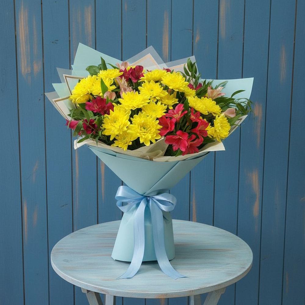 Букет цветов из: Альстромерии и Хризантемы в Голицыно