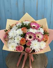 Букет цветов из:  Розы, Герберы и Хризантемы в Голицыно
