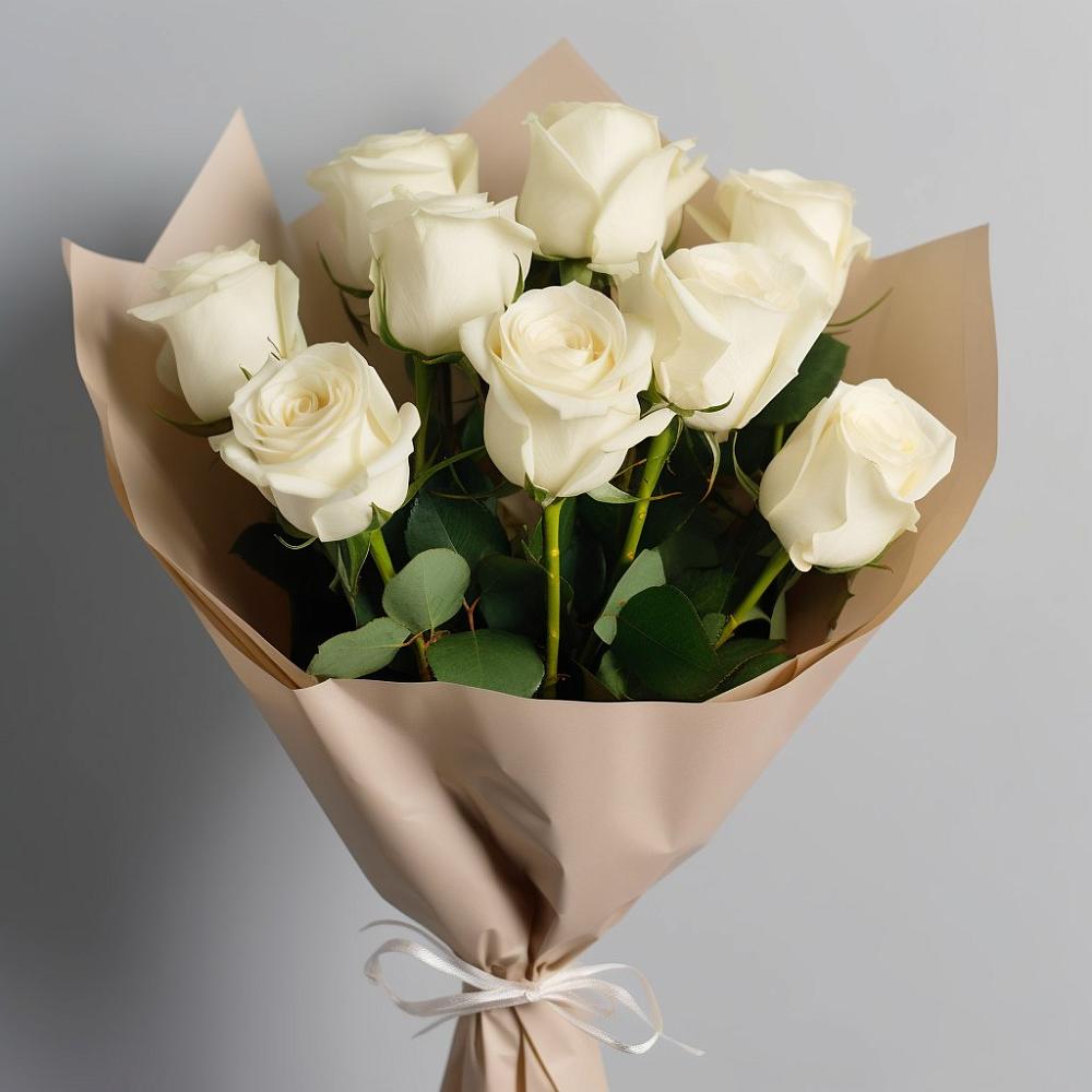 Букет 9 Белых роз Эдлесс Лав в Голицыно