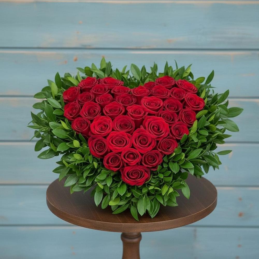 Цветочная композиция из Розы в виде сердца в Голицыно