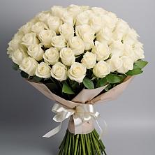 Букет 101 беля роза Белоснежка в Голицыно