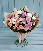 Букет цветов из:  Хризантемы, Розы и Альстромерии в Голицыно