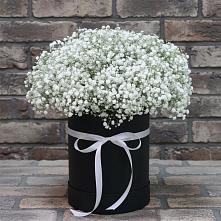 Цветочная композиция из Гипсофила в шляпной коробке в Голицыно